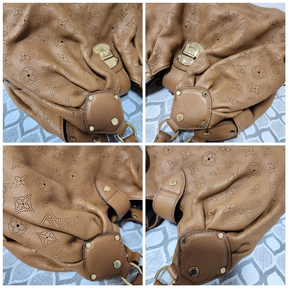 LOUIS VUITTON Mahina L Hobo Bag Brown